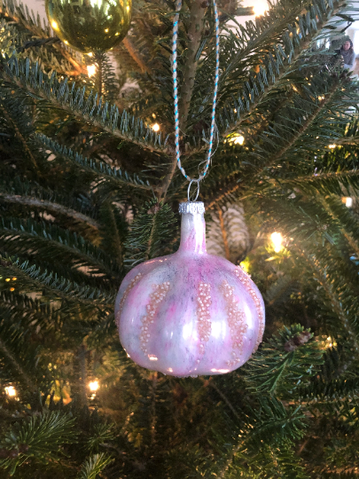 Pink Garlic Glass Ornament