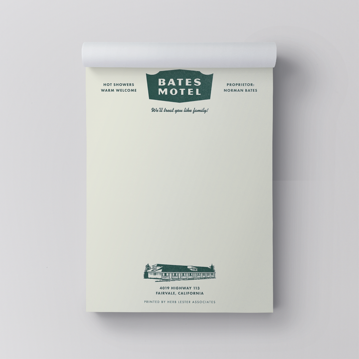 Bates Motel promotional poster on a light gray background