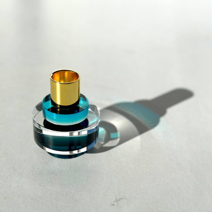 Modern Glass Candleholder in Blue