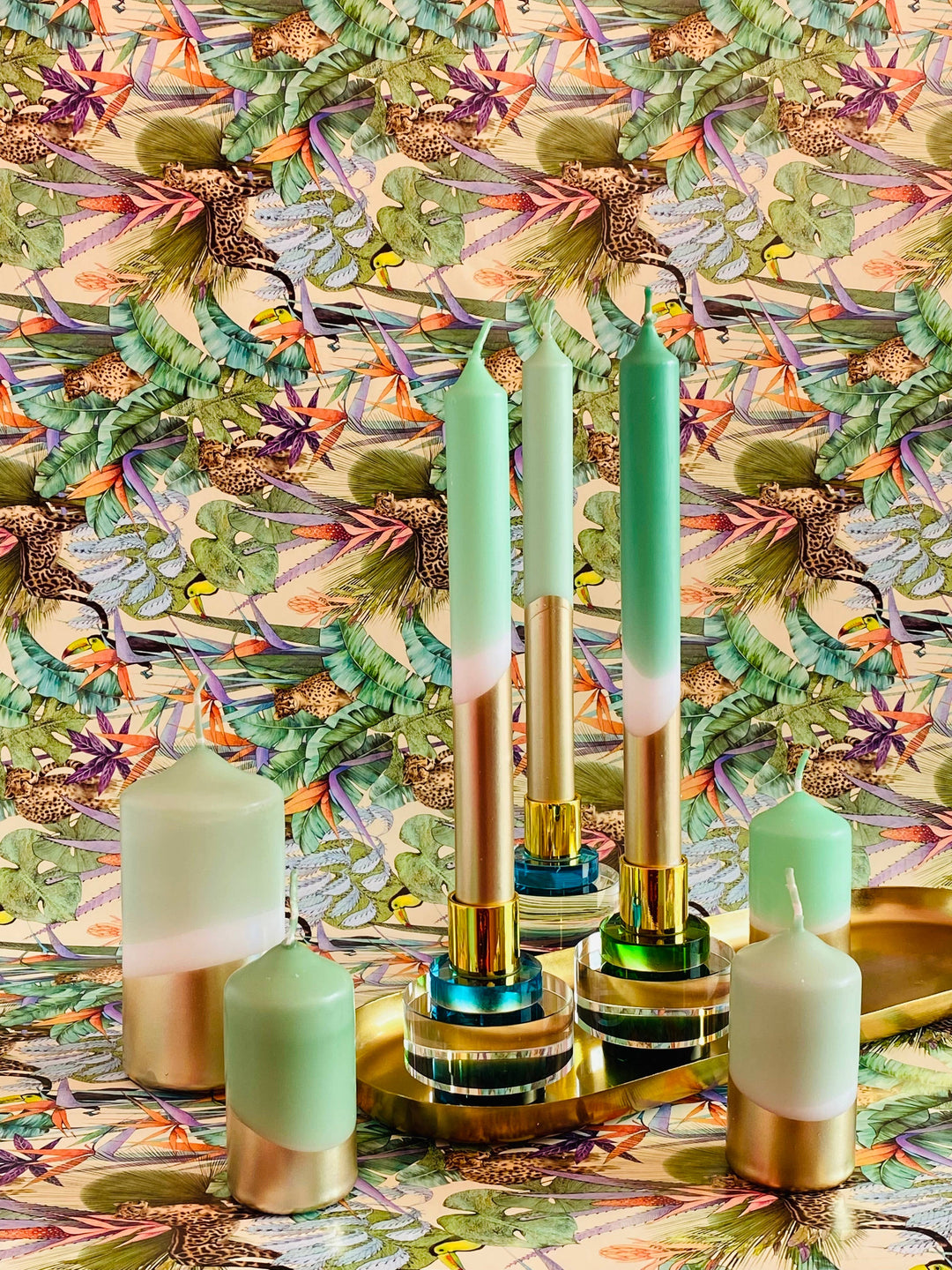 Modern Glass Candleholder in Green