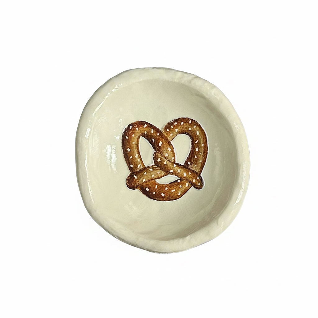 Trinket Bowl with an custom illustration of a pretzel