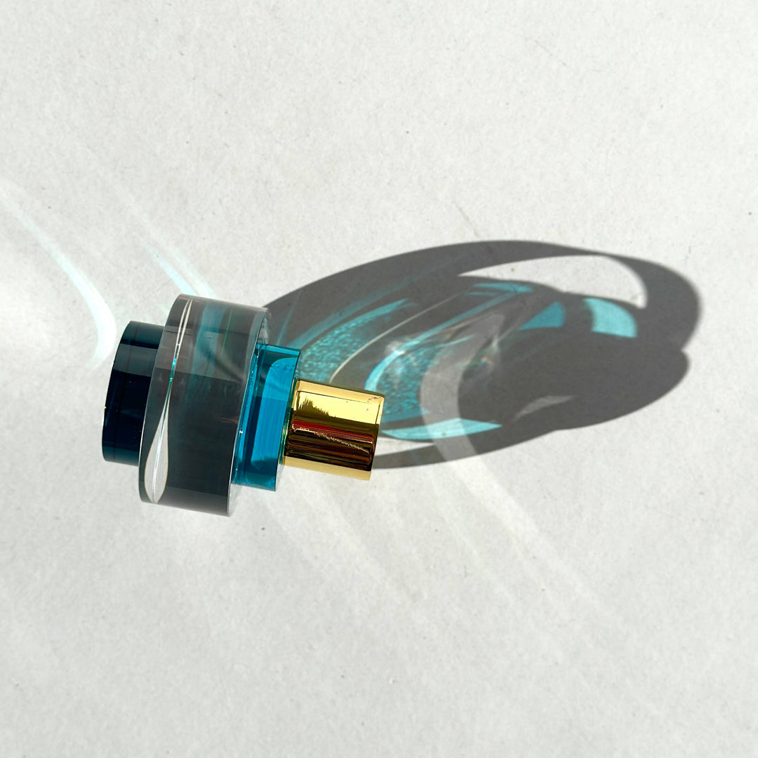 Modern Glass Candleholder in Blue