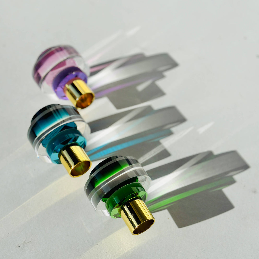Modern Glass Candleholder in Green