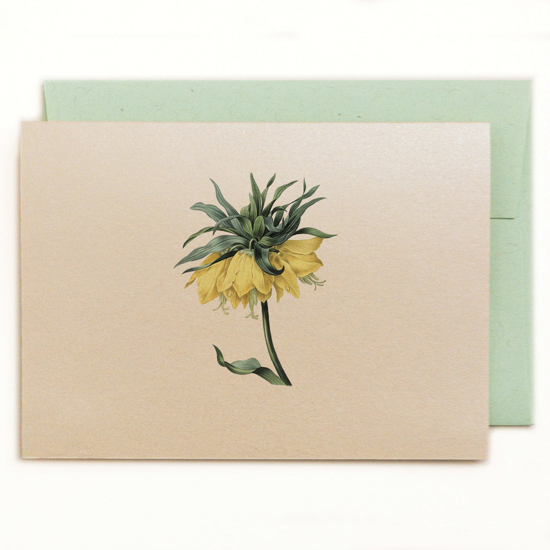Yellow Crown Imperial Floral Notecard with 100% Recycled Content Envelope