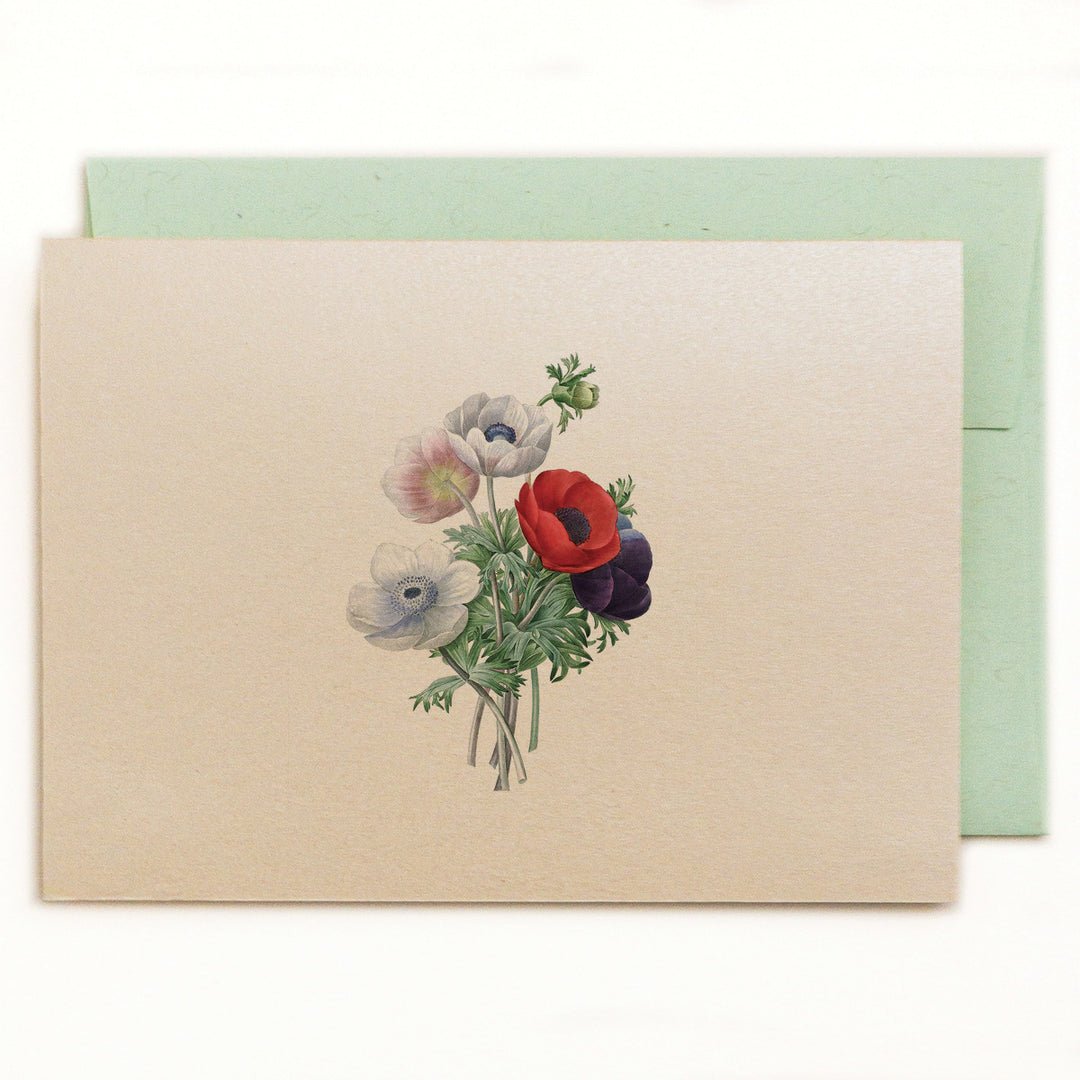 Lilybranch's Anenome Notecard with green ledger recycled envelope