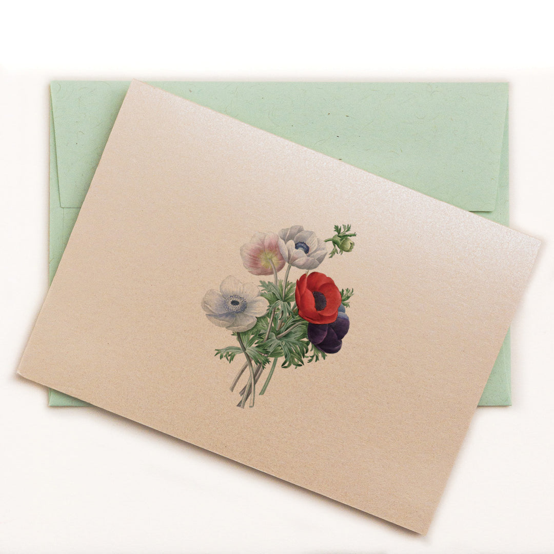 Lilybranch's Anenome Notecard with green ledger recycled envelope